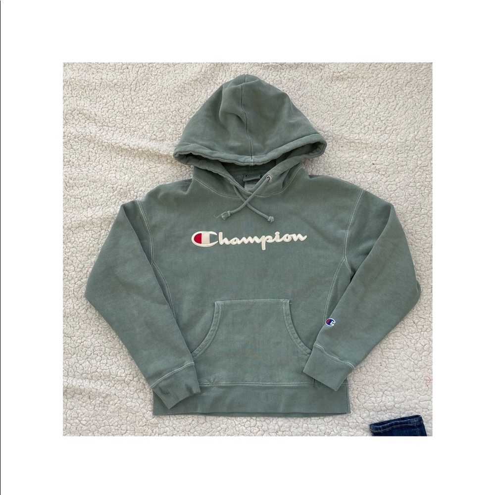 Green Champion Cropped Hoodie